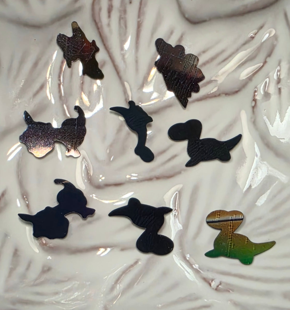 Dinosaur Mix (Black HOLO) Glitter Shapes
