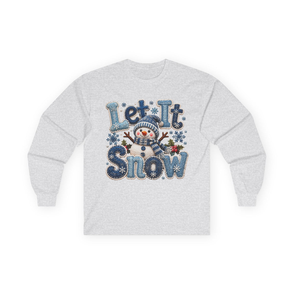 Let It Snow Snowman Christmas Long Sleeve Tee