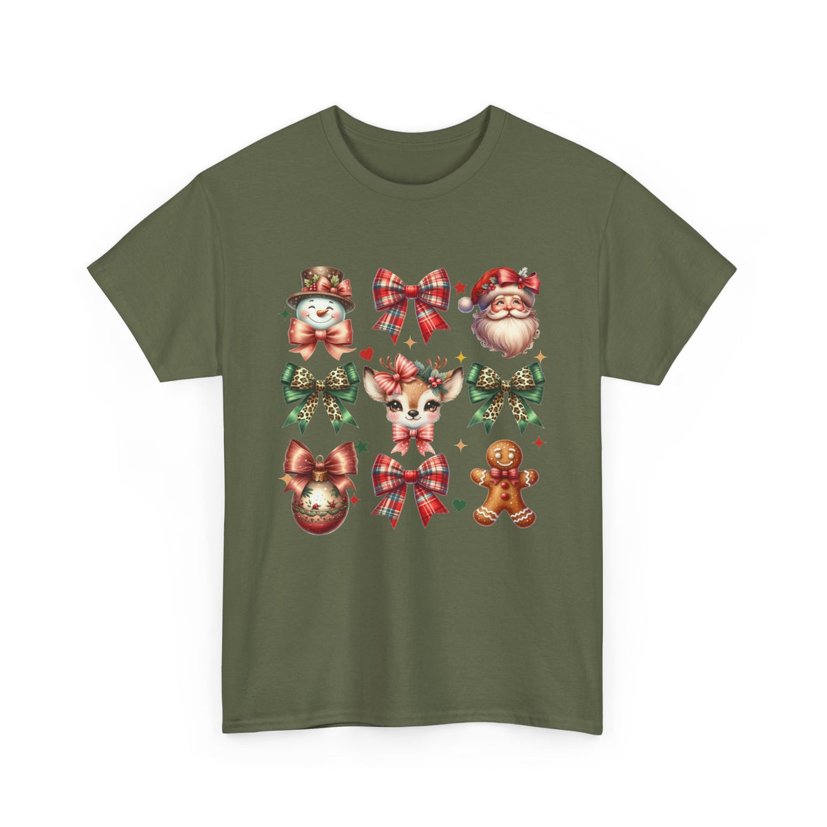 Christmas Characters and Bows Holiday T-Shirt
