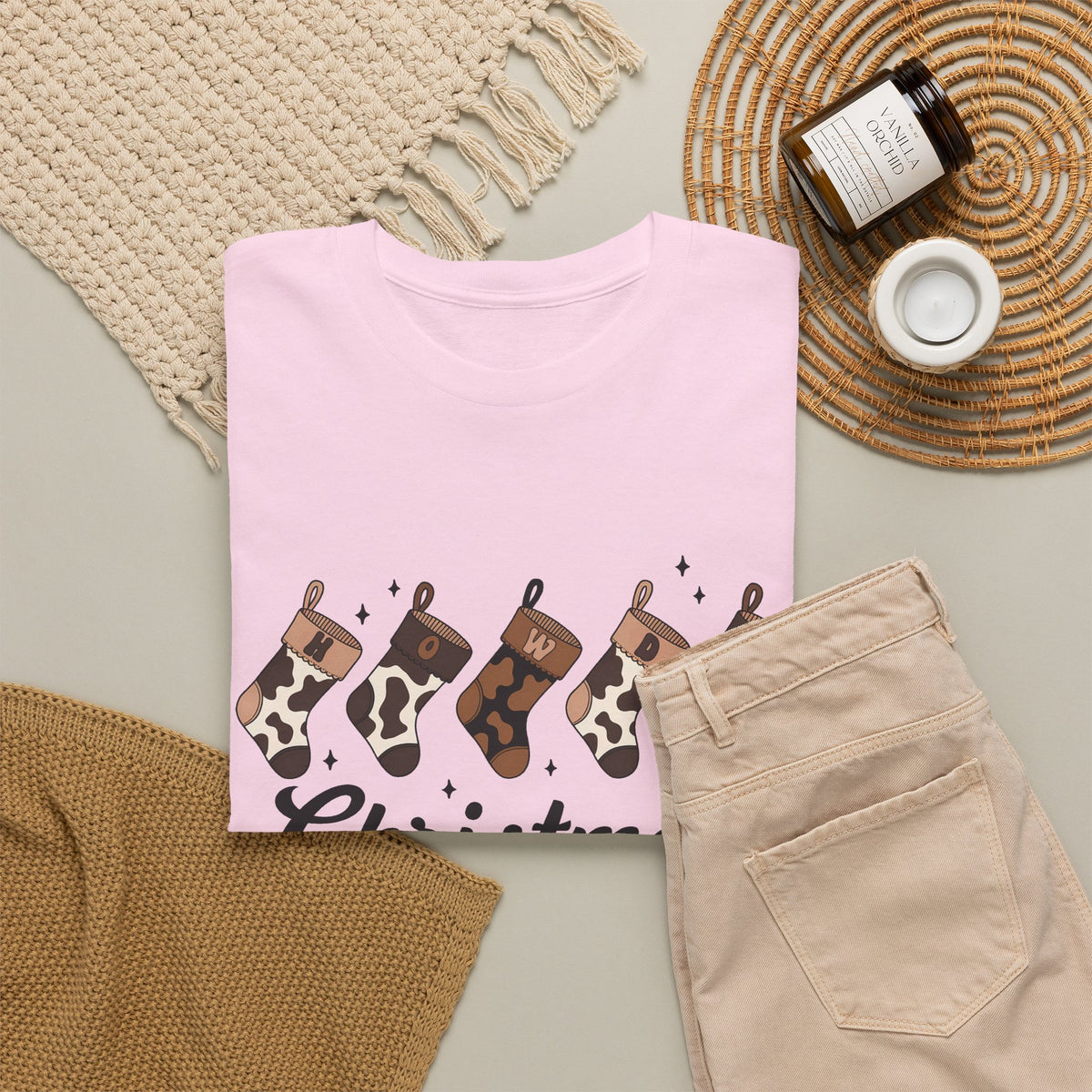 Cowhide Stocking Christmas Tee