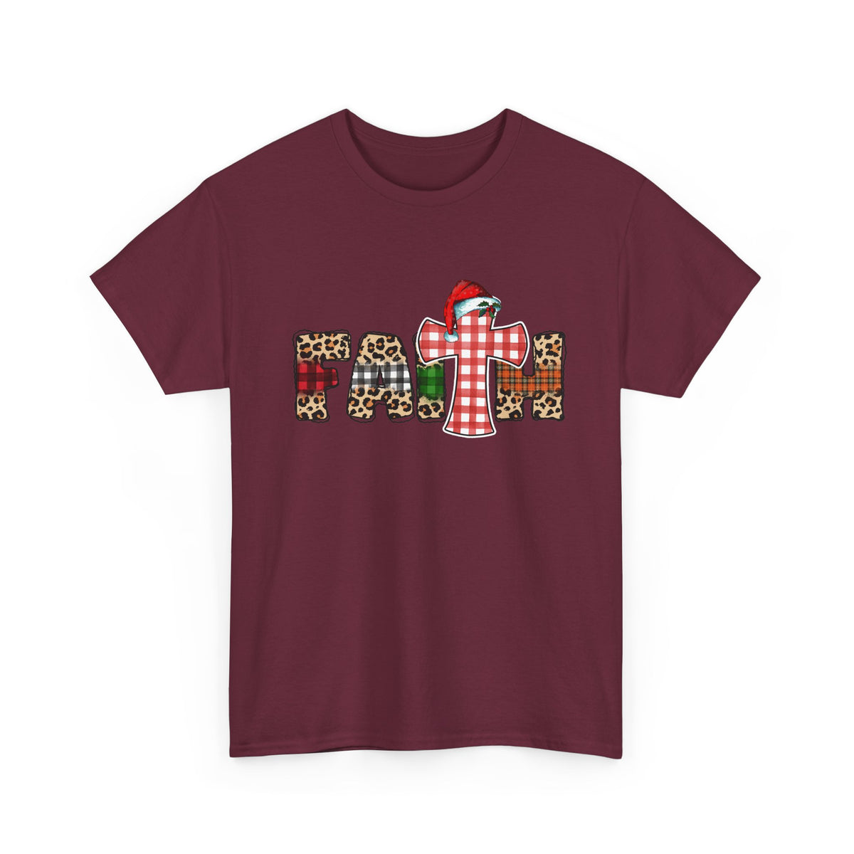 Mama Graphic Tee — Leopard & Buffalo Plaid Christmas Cross Shirt