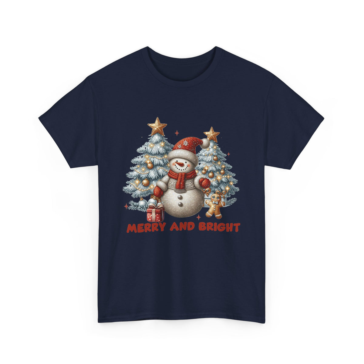 Merry and Bright Christmas Snowman T-Shirt