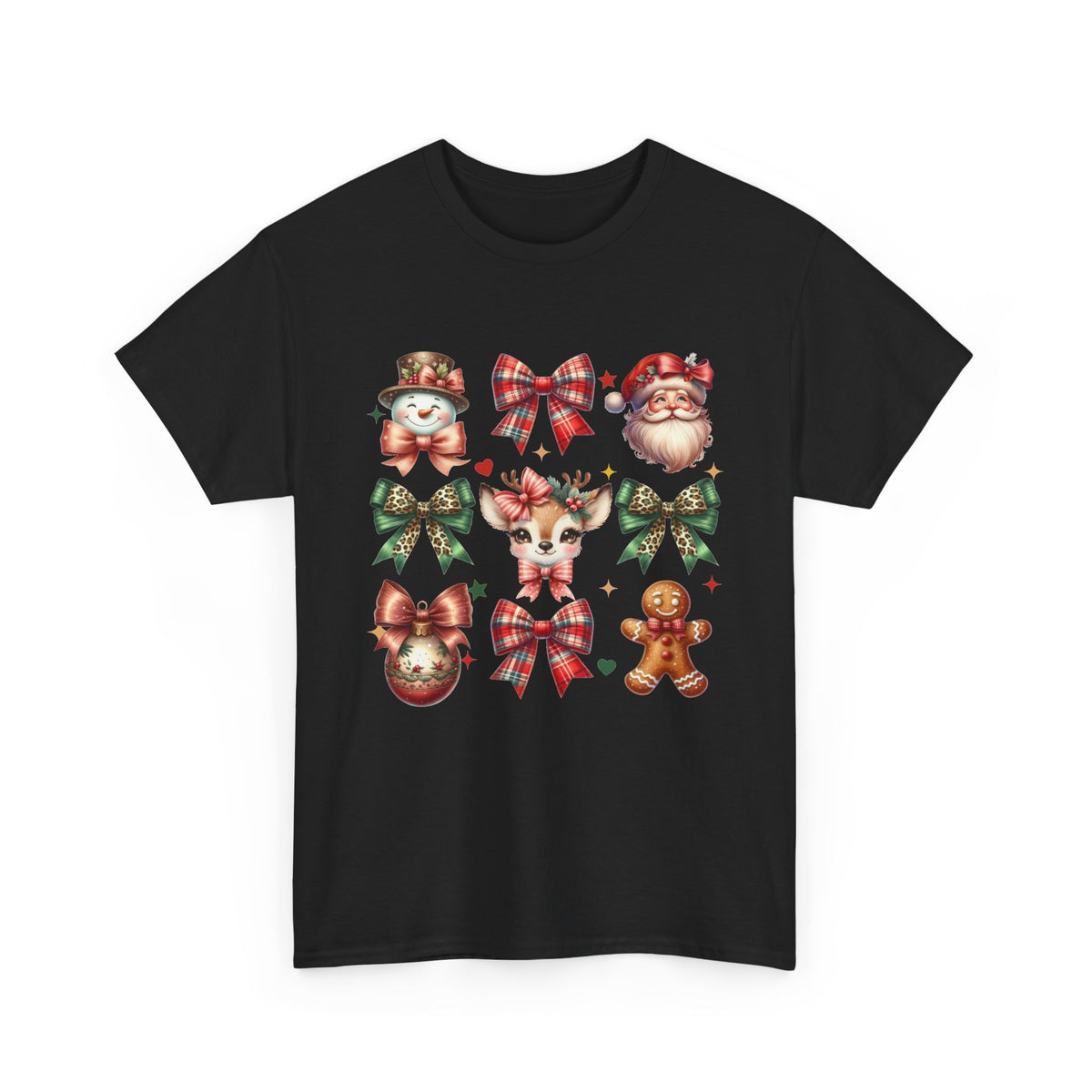 Christmas Characters and Bows Holiday T-Shirt