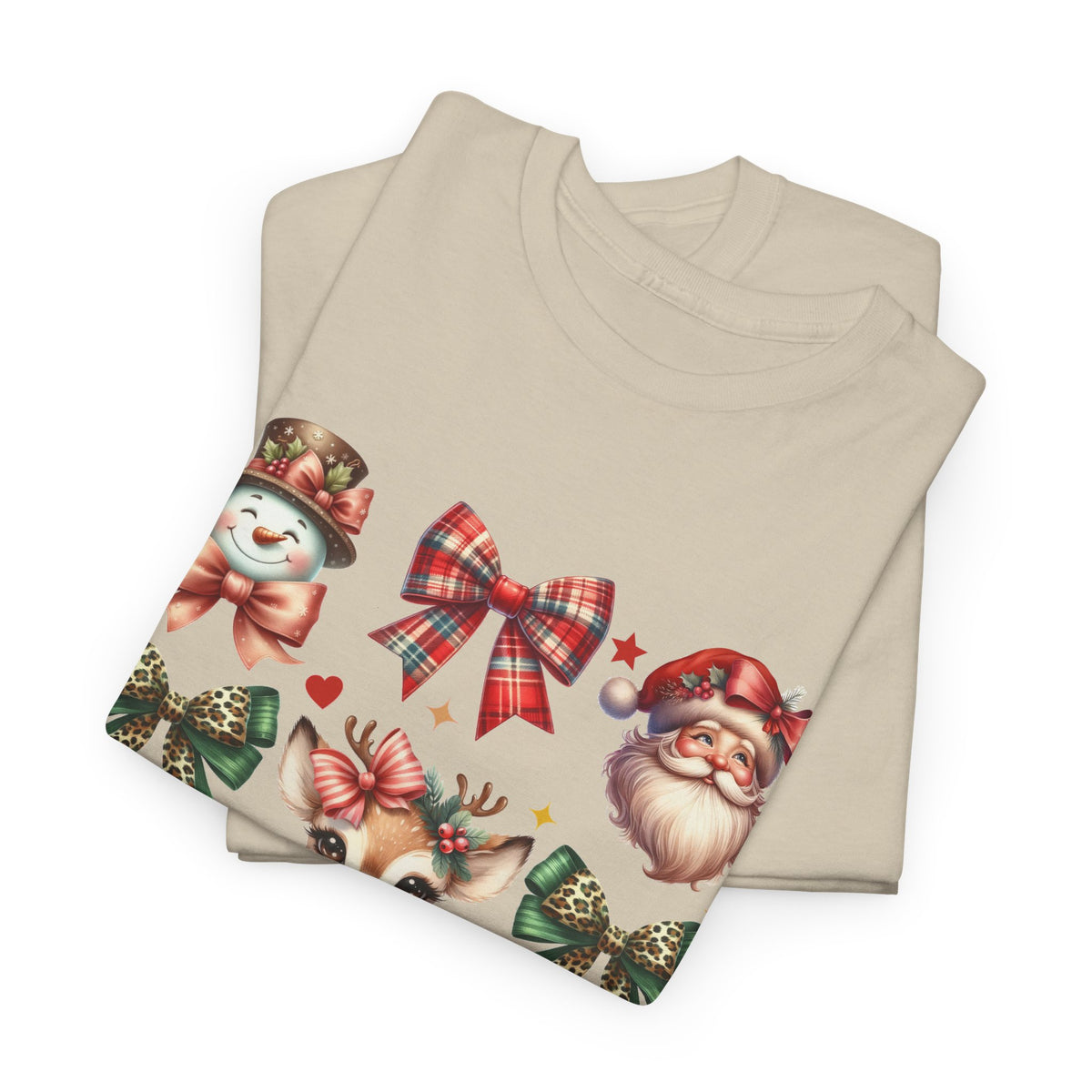 Christmas Characters and Bows Holiday T-Shirt