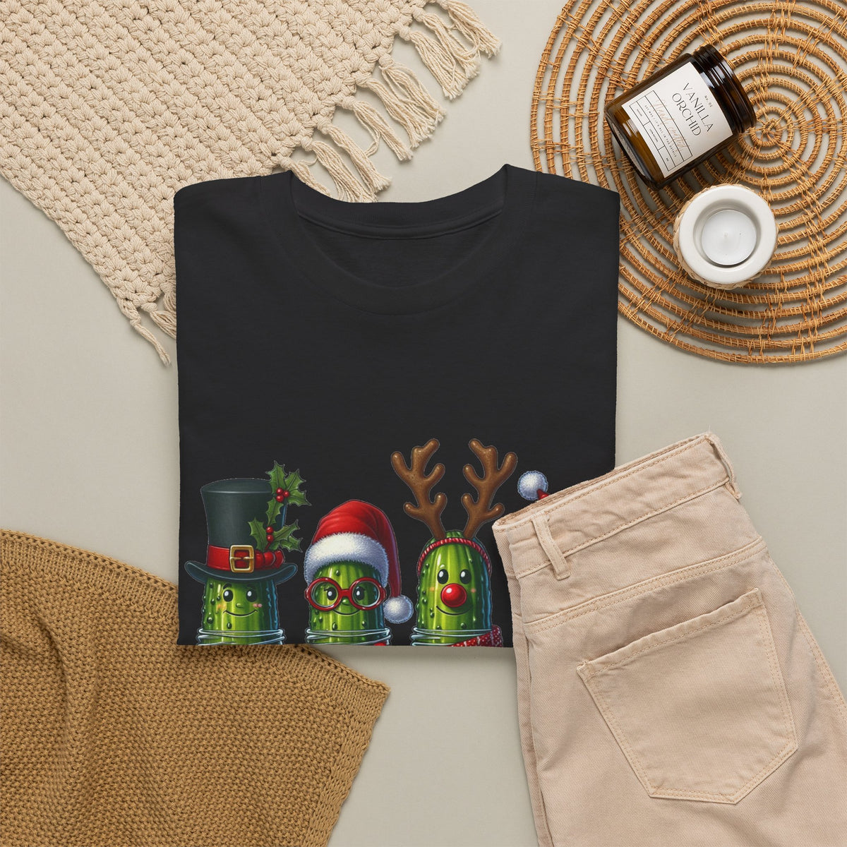 Christmas Pickle Family T-Shirt — Festive Ornament Lights Holiday Tee