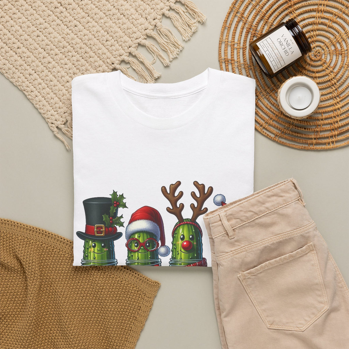 Christmas Pickle Family T-Shirt — Festive Ornament Lights Holiday Tee