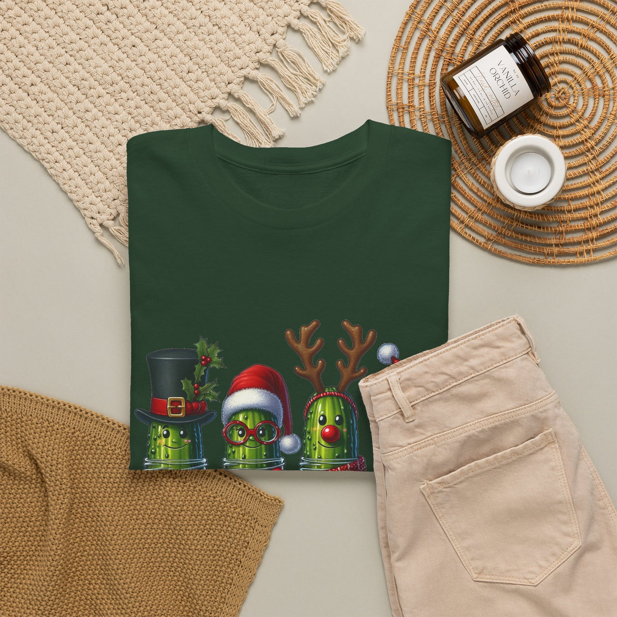 Christmas Pickle Family T-Shirt — Festive Ornament Lights Holiday Tee