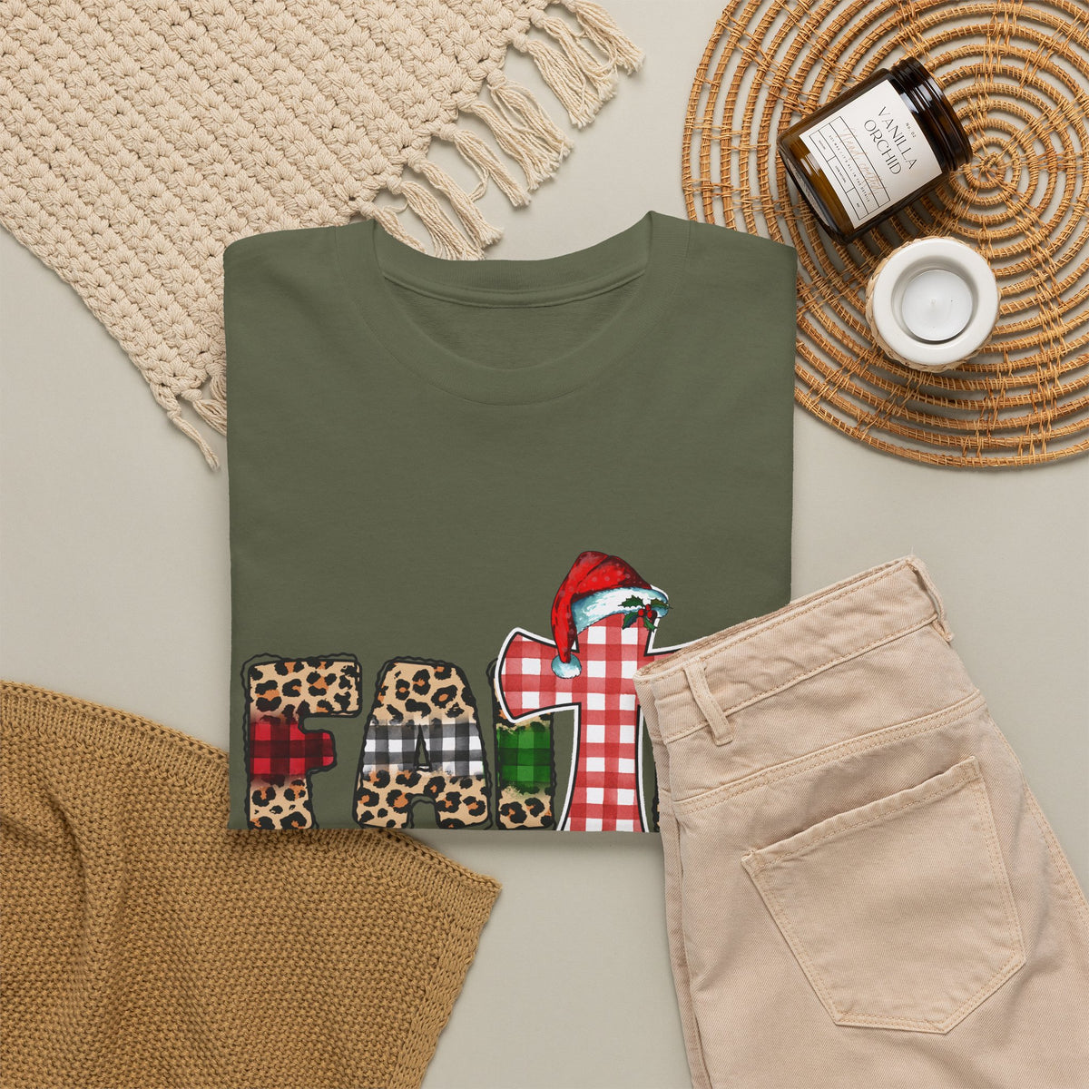 Mama Graphic Tee — Leopard & Buffalo Plaid Christmas Cross Shirt
