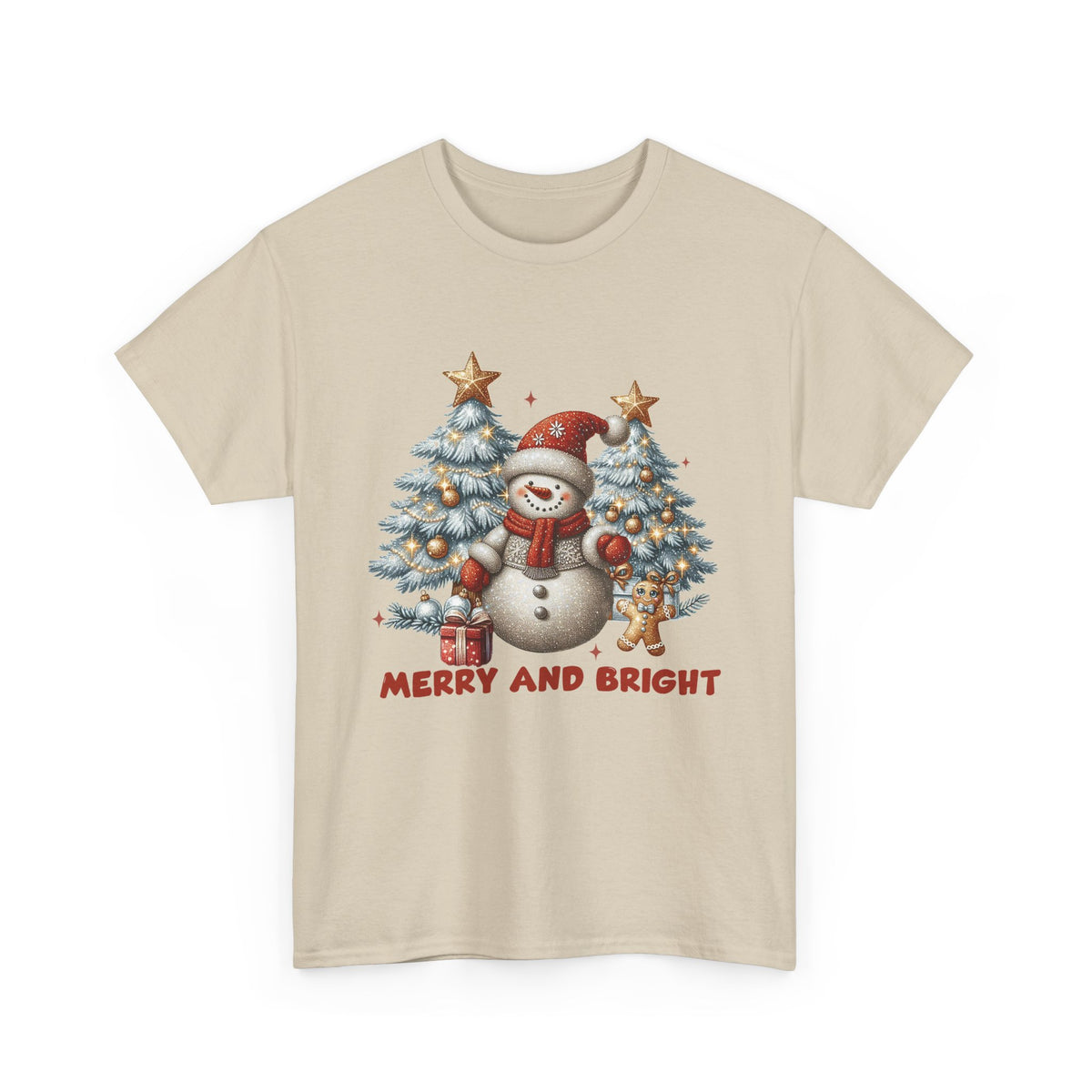 Merry and Bright Christmas Snowman T-Shirt