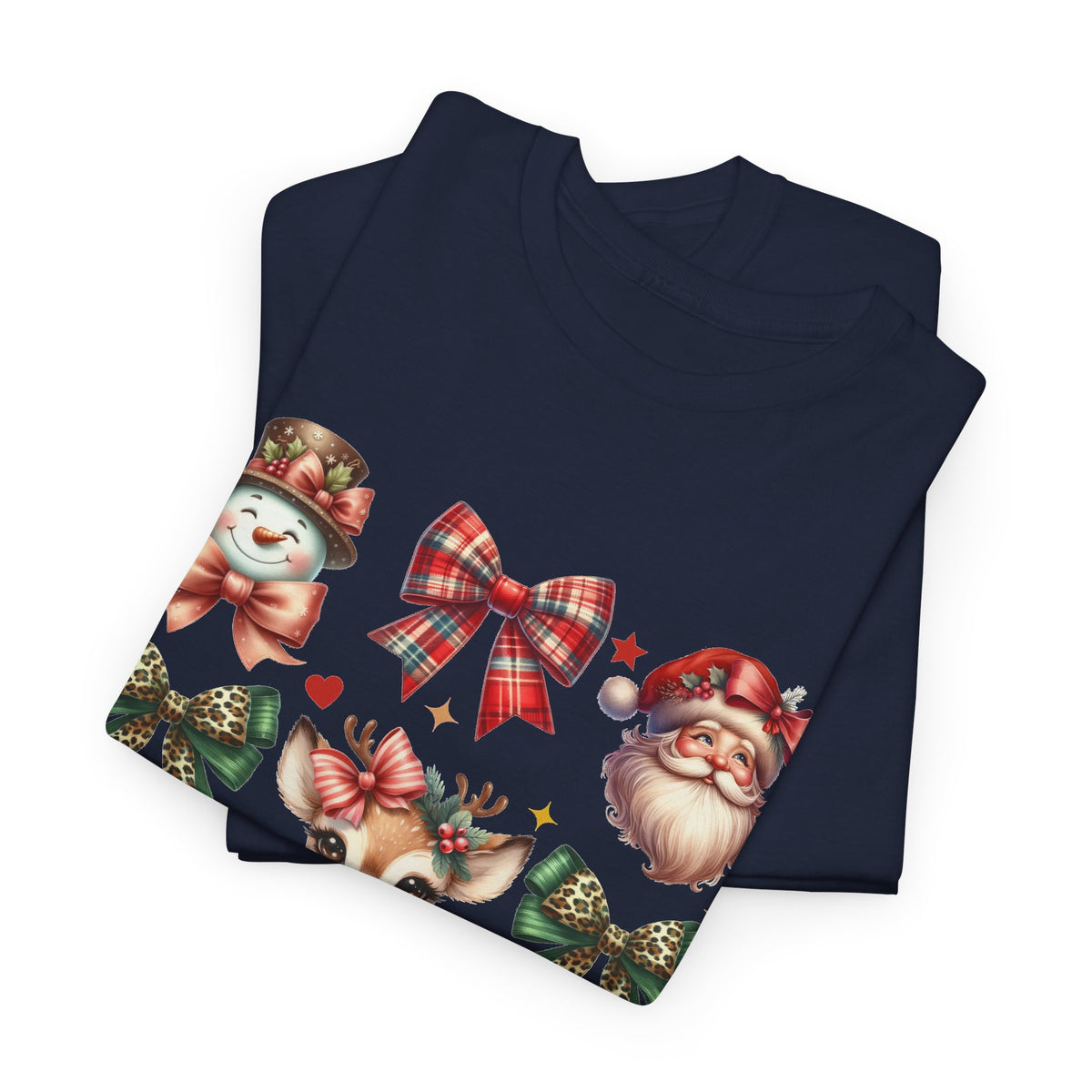 Christmas Characters and Bows Holiday T-Shirt