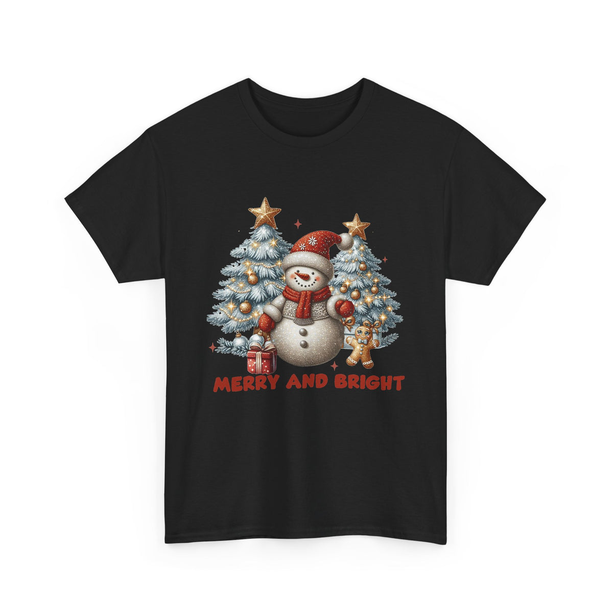 Merry and Bright Christmas Snowman T-Shirt