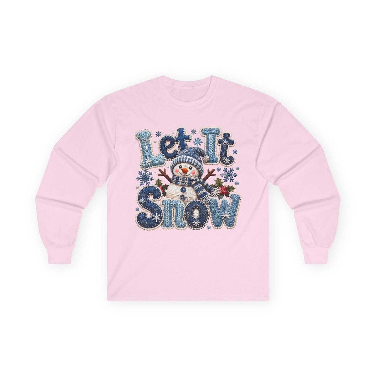 Let It Snow Snowman Christmas Long Sleeve Tee
