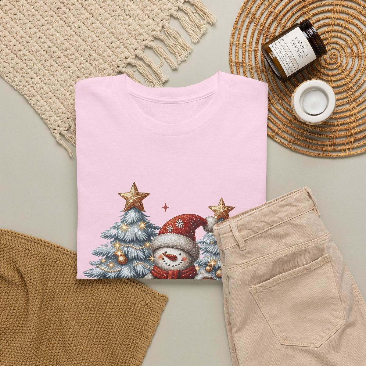 Merry and Bright Christmas Snowman T-Shirt