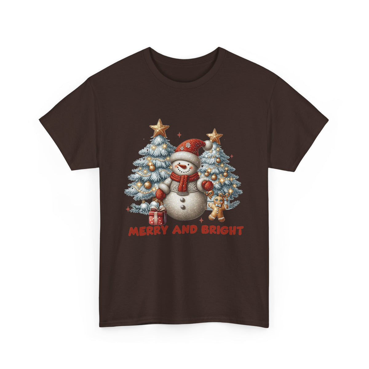 Merry and Bright Christmas Snowman T-Shirt