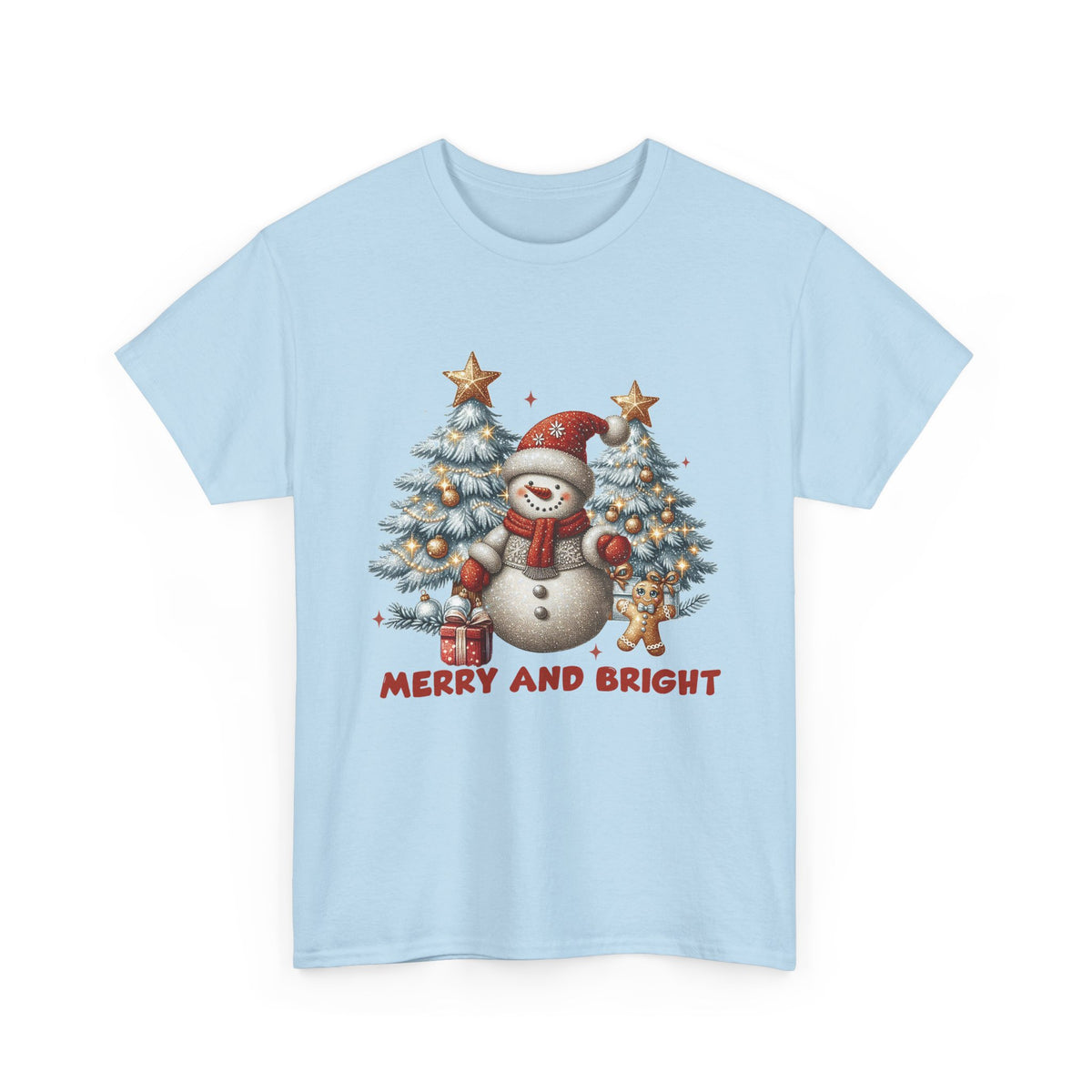 Merry and Bright Christmas Snowman T-Shirt