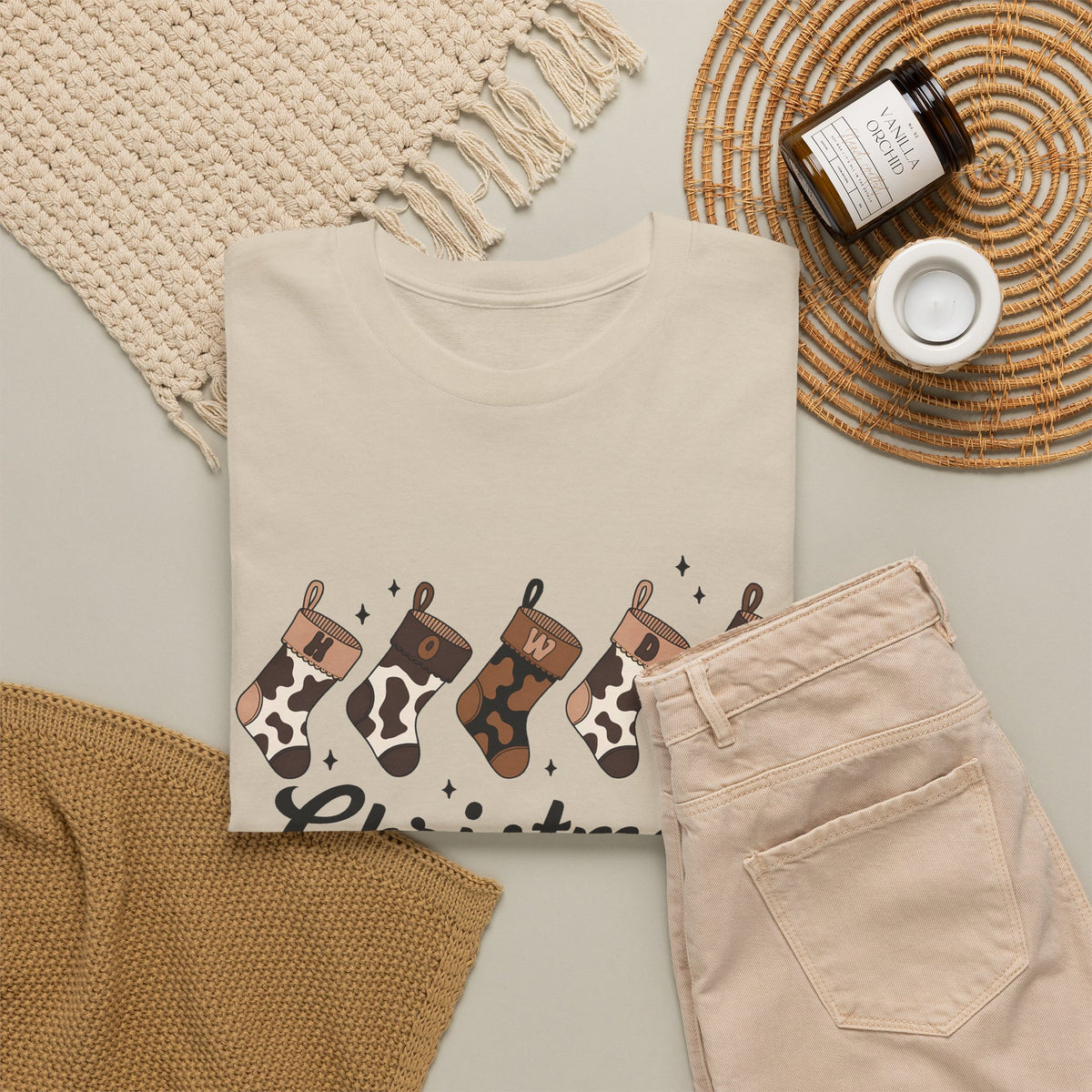 Cowhide Stocking Christmas Tee