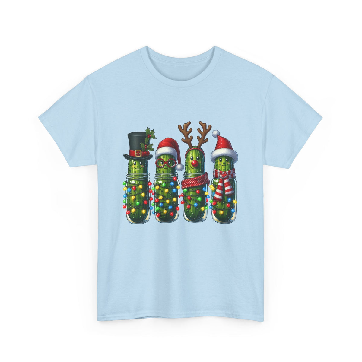 Christmas Pickle Family T-Shirt — Festive Ornament Lights Holiday Tee