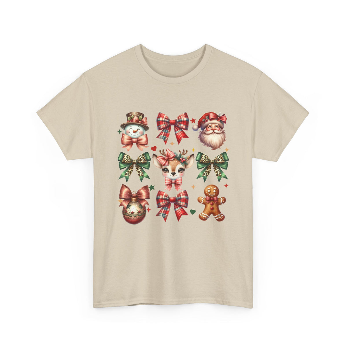 Christmas Characters and Bows Holiday T-Shirt