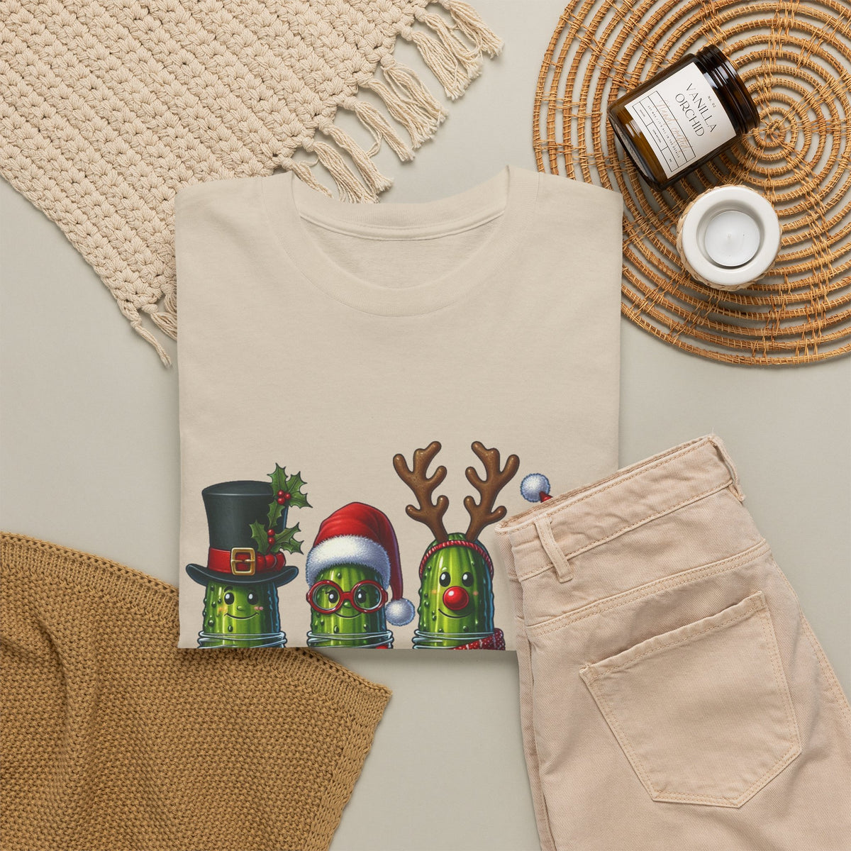 Christmas Pickle Family T-Shirt — Festive Ornament Lights Holiday Tee