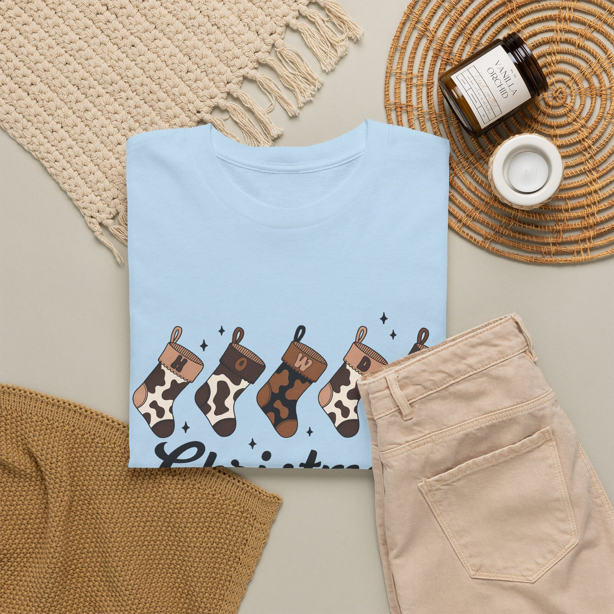 Cowhide Stocking Christmas Tee
