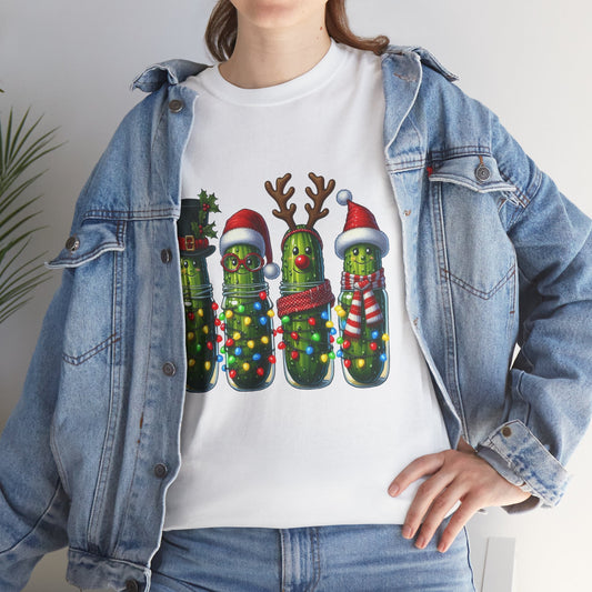 Christmas Pickle Family T-Shirt — Festive Ornament Lights Holiday Tee