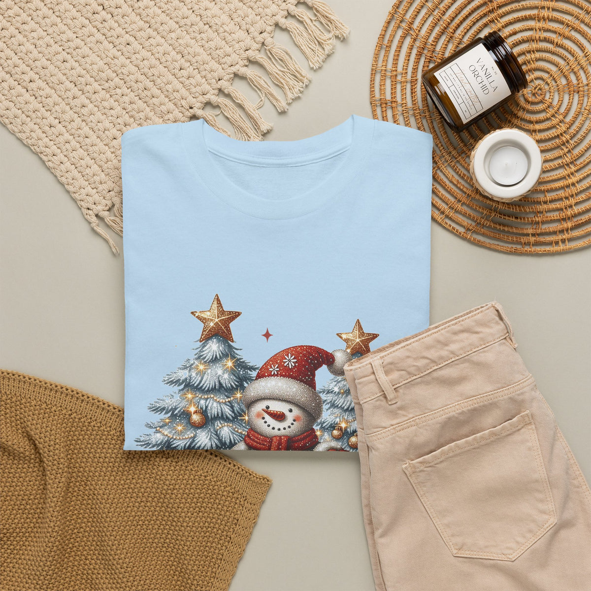 Merry and Bright Christmas Snowman T-Shirt