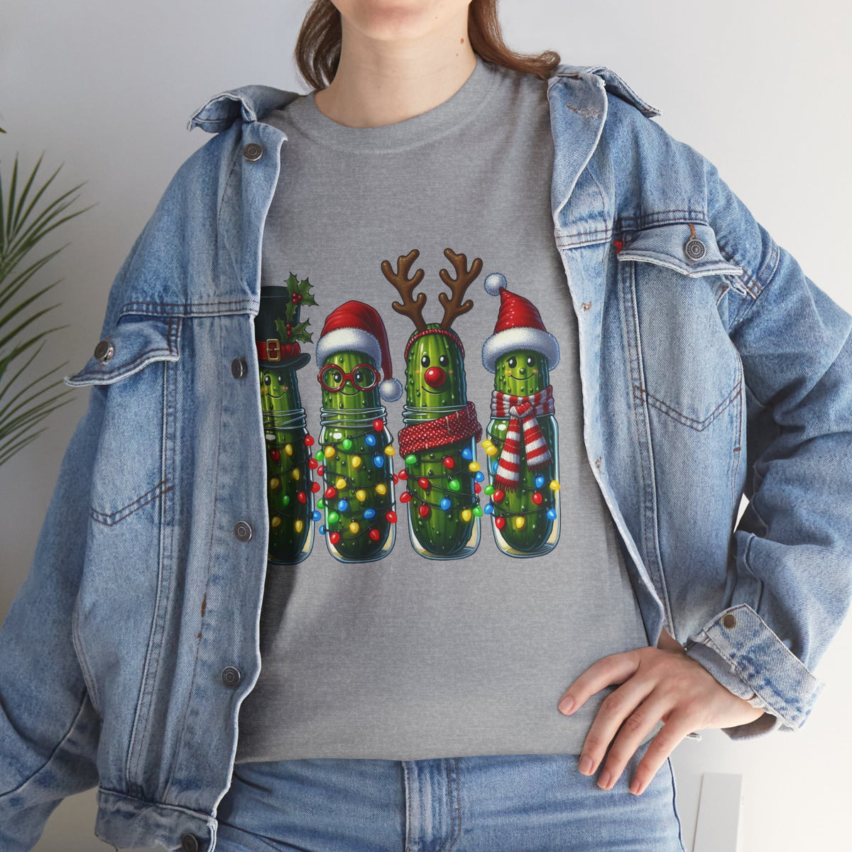 Christmas Pickle Family T-Shirt — Festive Ornament Lights Holiday Tee