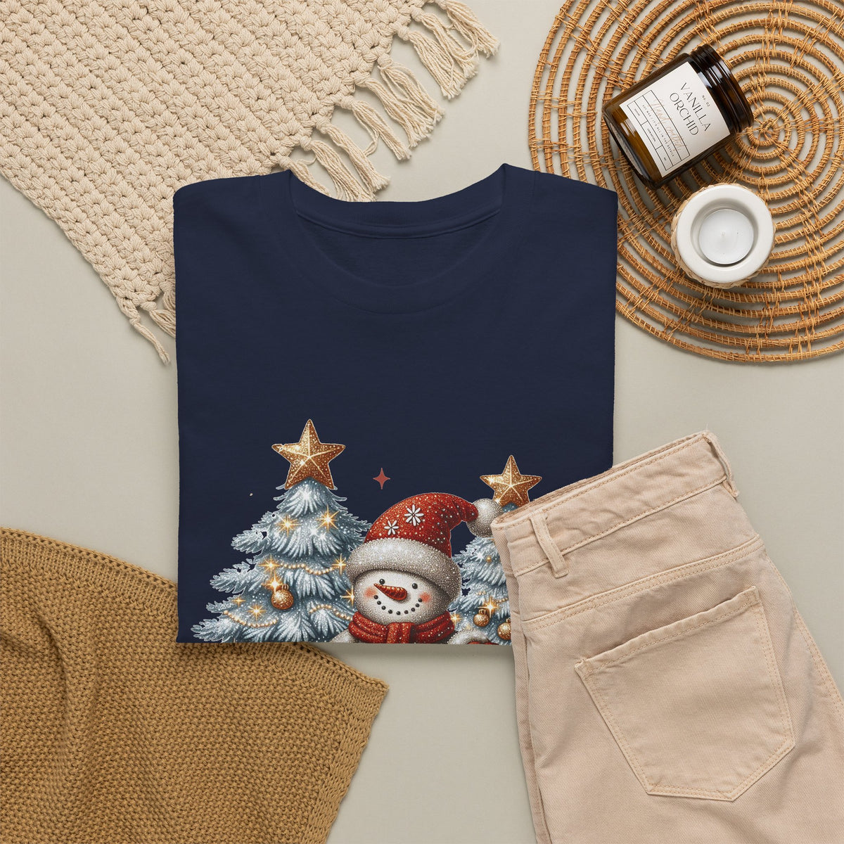 Merry and Bright Christmas Snowman T-Shirt