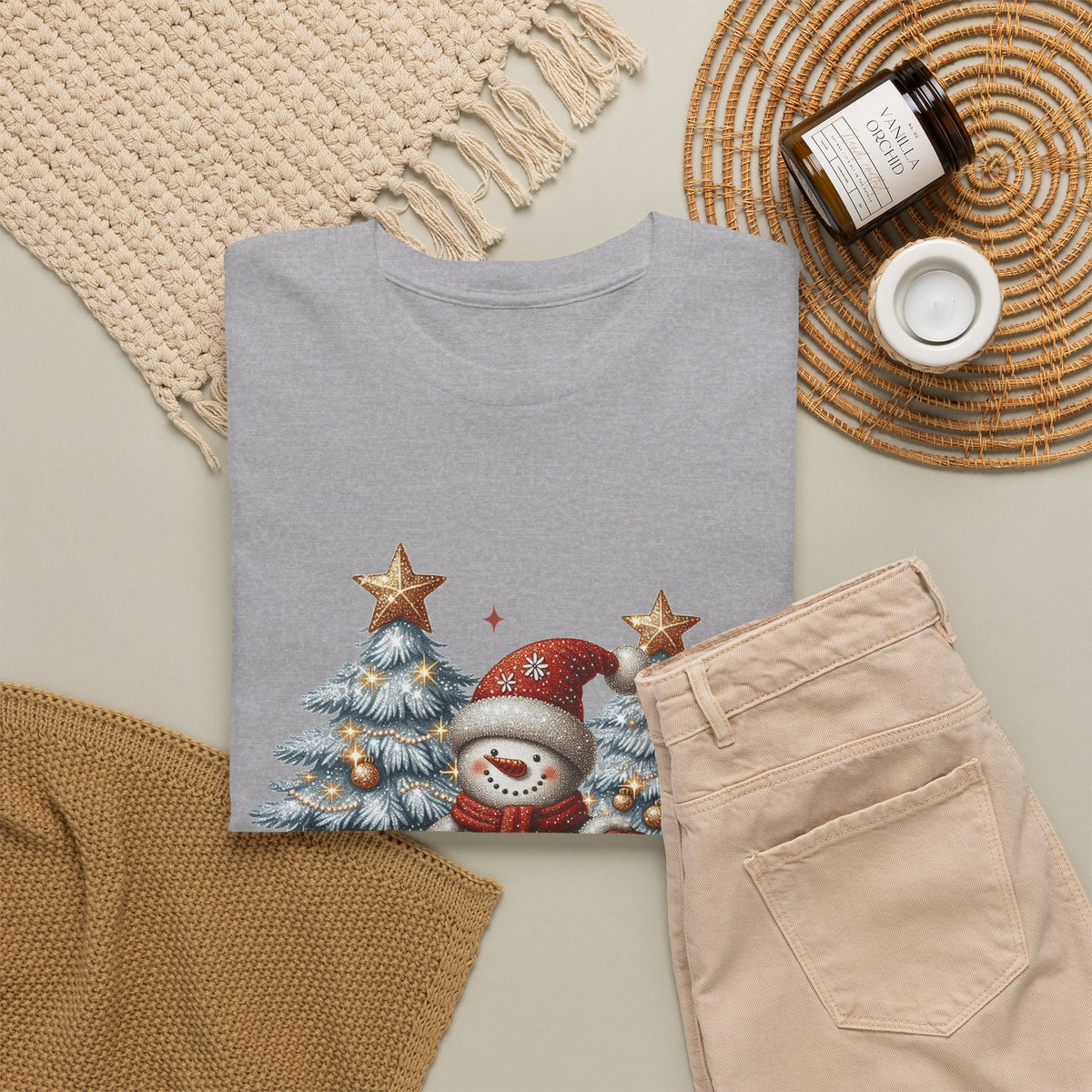 Merry and Bright Christmas Snowman T-Shirt