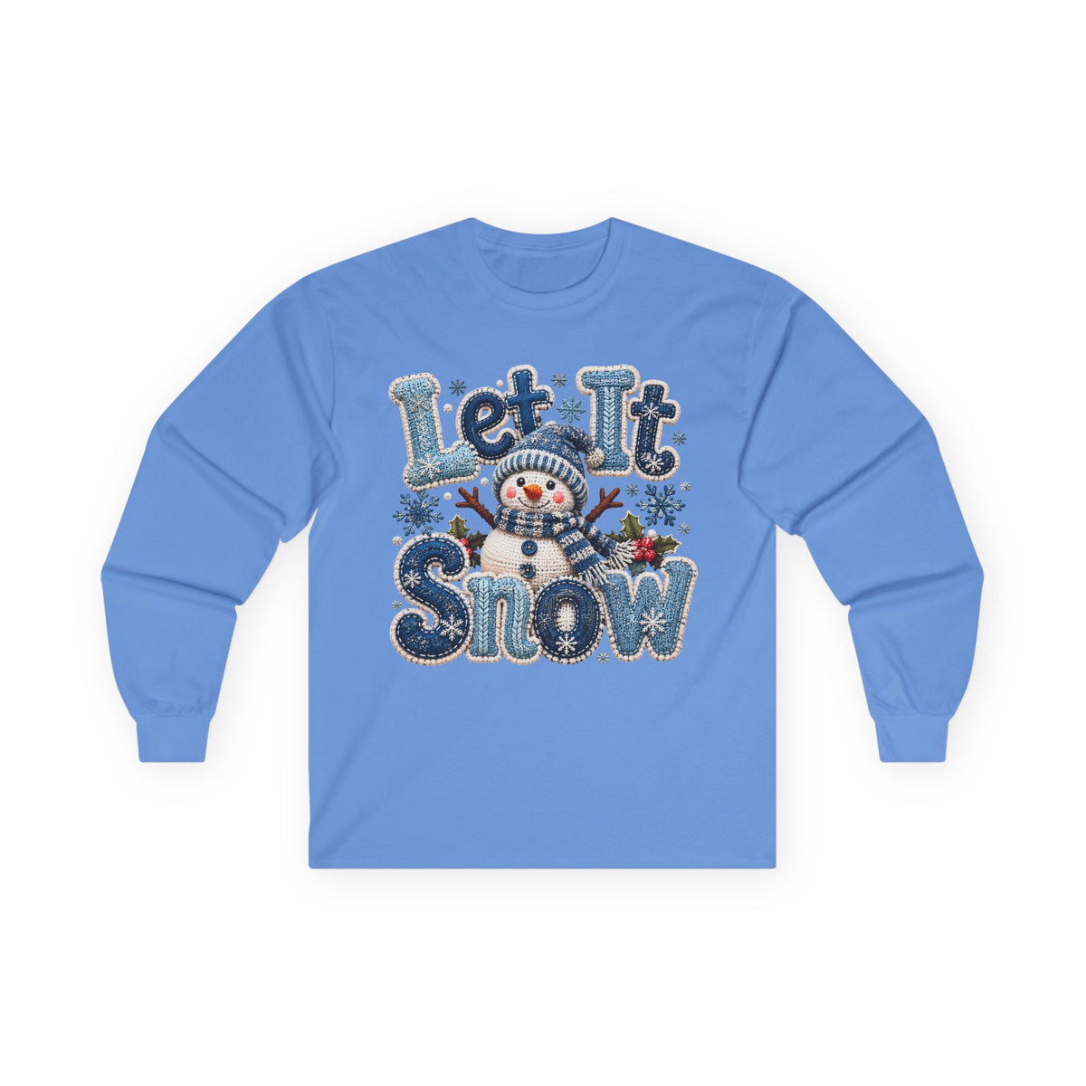 Let It Snow Snowman Christmas Long Sleeve Tee