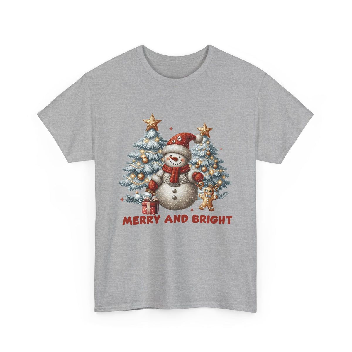 Merry and Bright Christmas Snowman T-Shirt