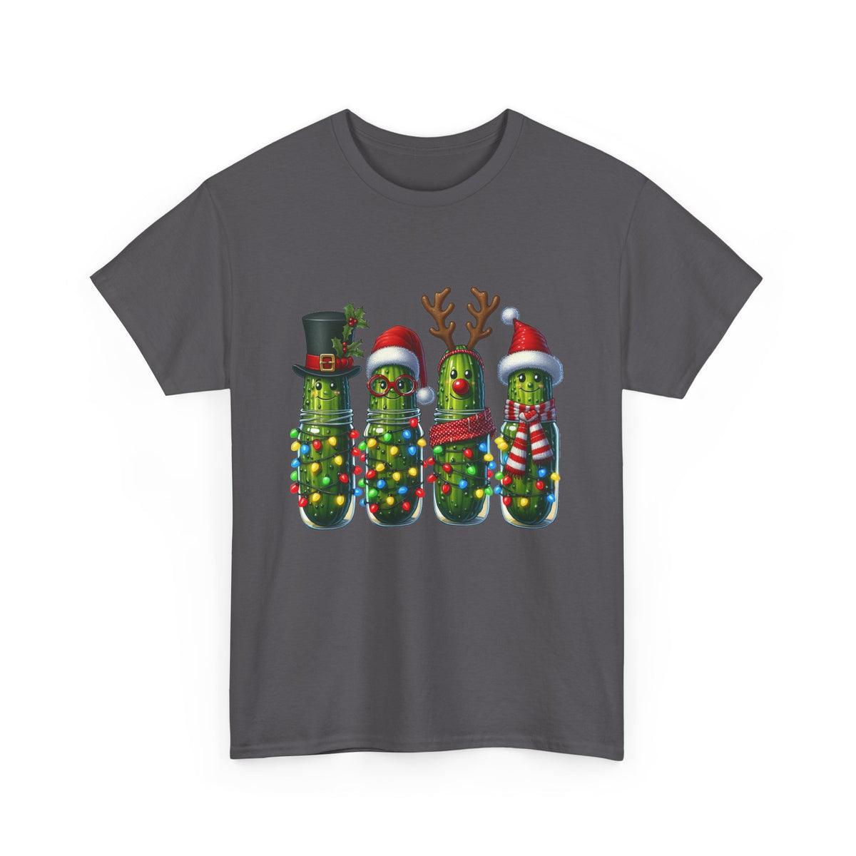 Christmas Pickle Family T-Shirt — Festive Ornament Lights Holiday Tee