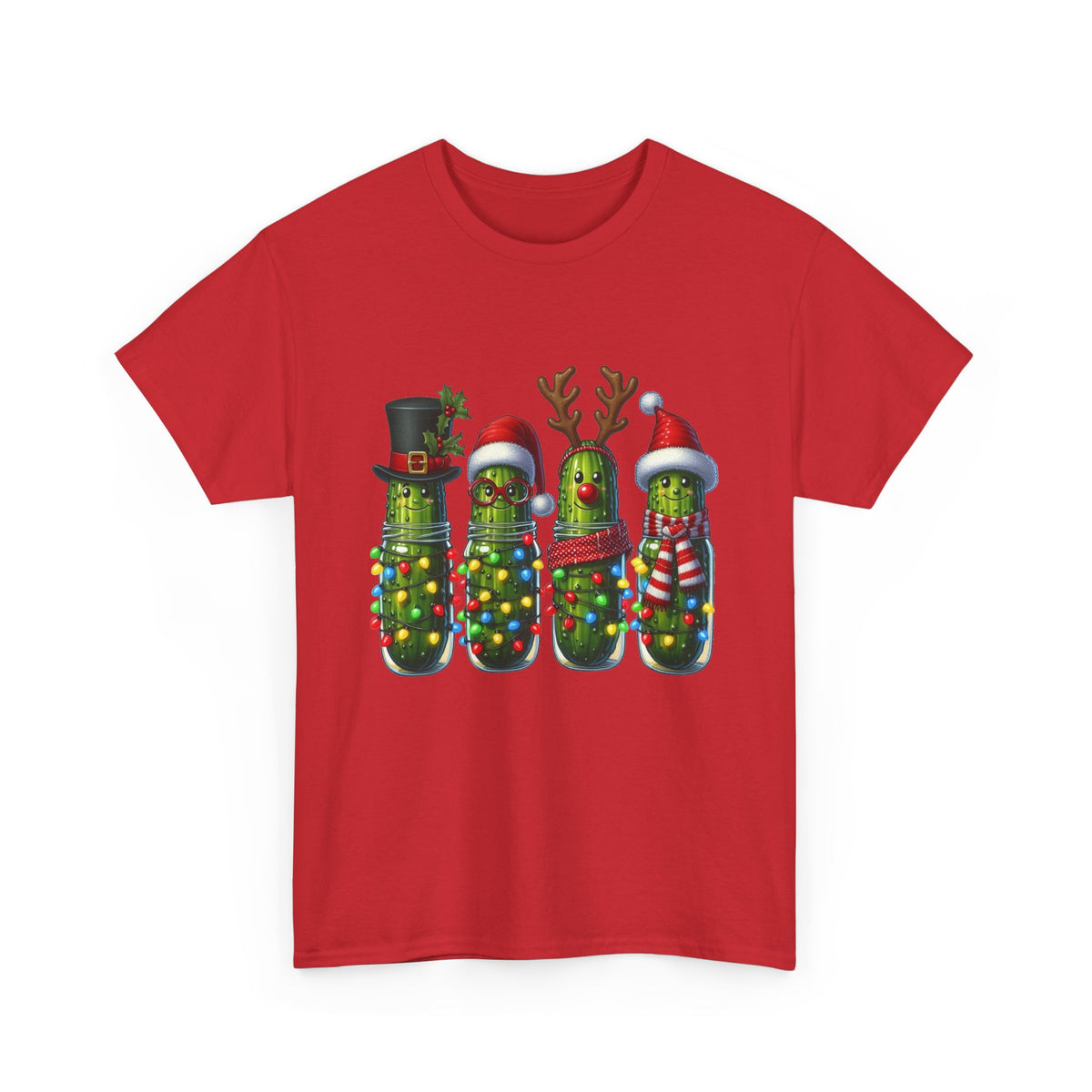 Christmas Pickle Family T-Shirt — Festive Ornament Lights Holiday Tee