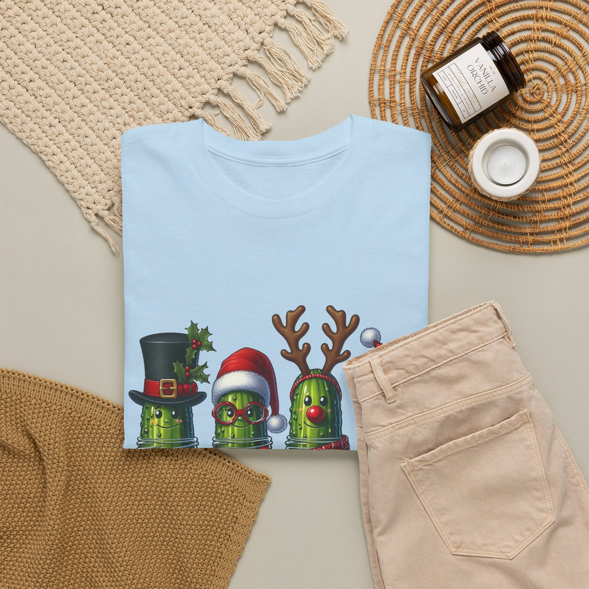 Christmas Pickle Family T-Shirt — Festive Ornament Lights Holiday Tee