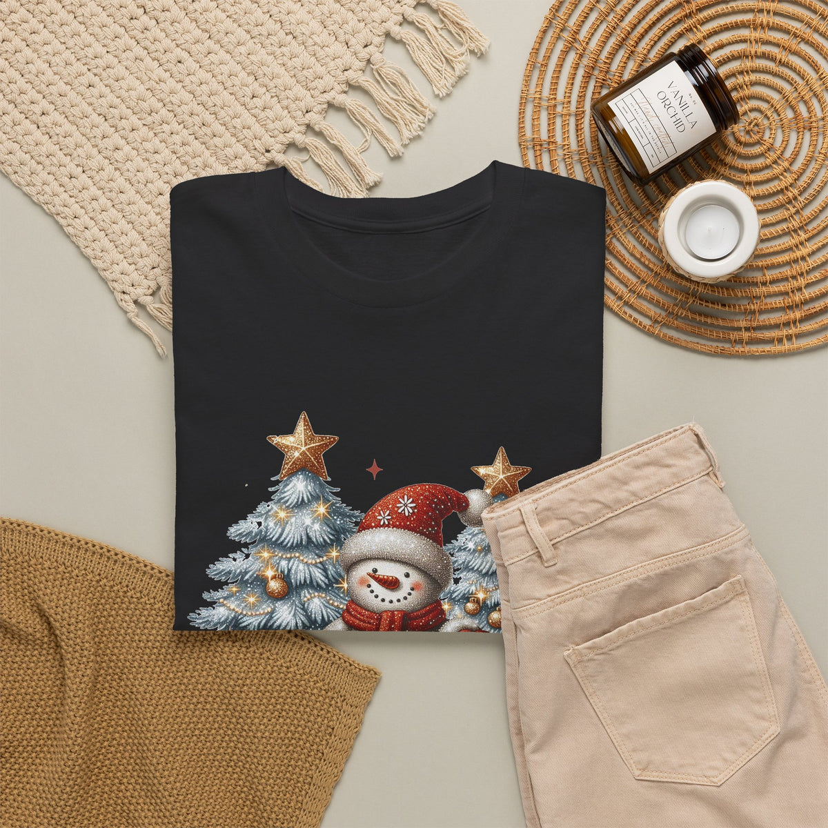 Merry and Bright Christmas Snowman T-Shirt