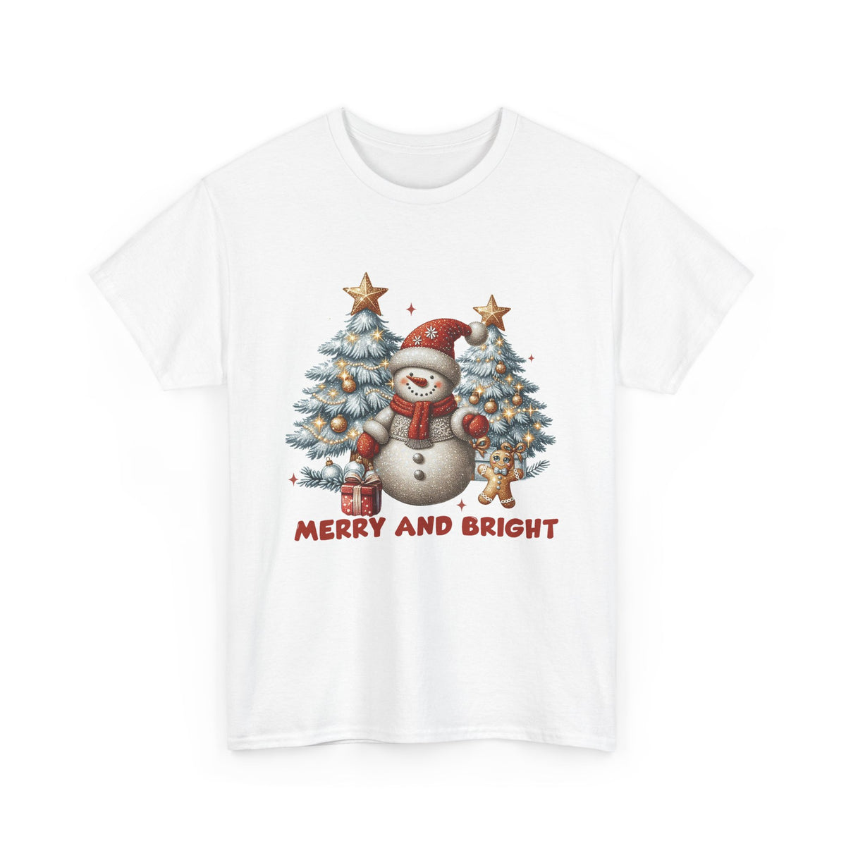 Merry and Bright Christmas Snowman T-Shirt