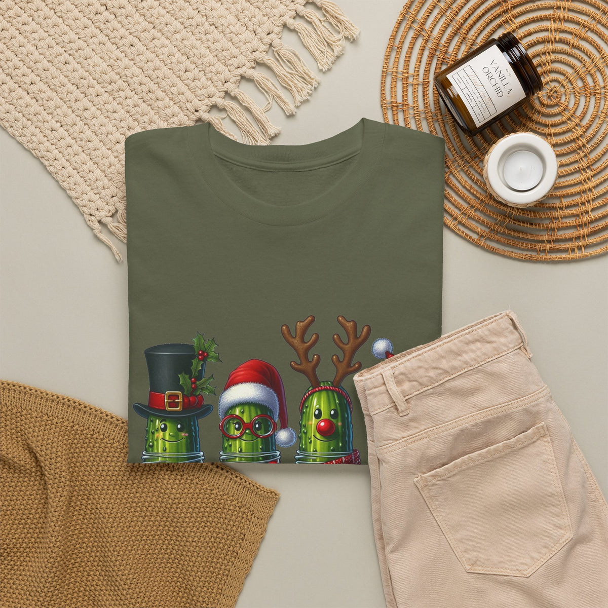Christmas Pickle Family T-Shirt — Festive Ornament Lights Holiday Tee