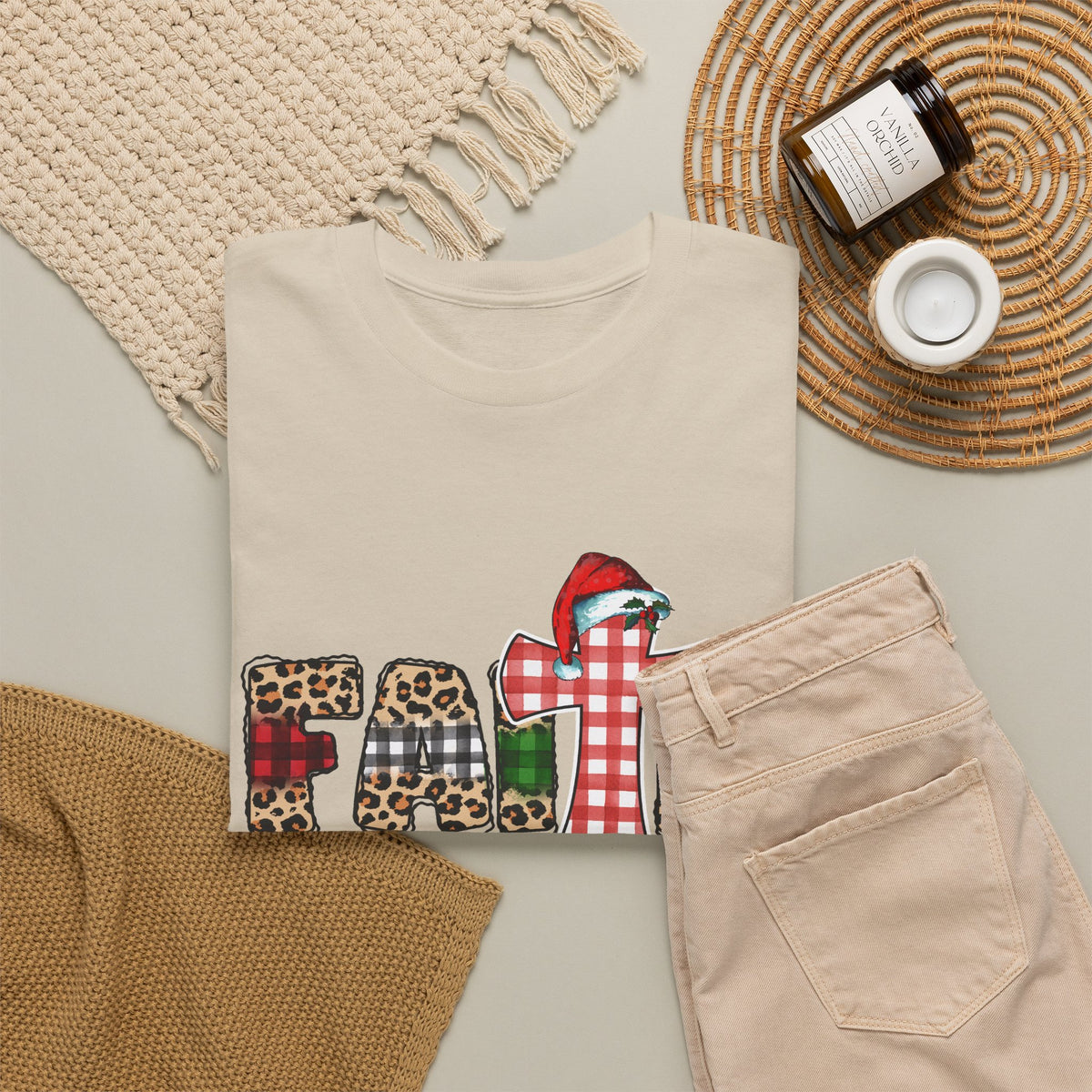 Mama Graphic Tee — Leopard & Buffalo Plaid Christmas Cross Shirt
