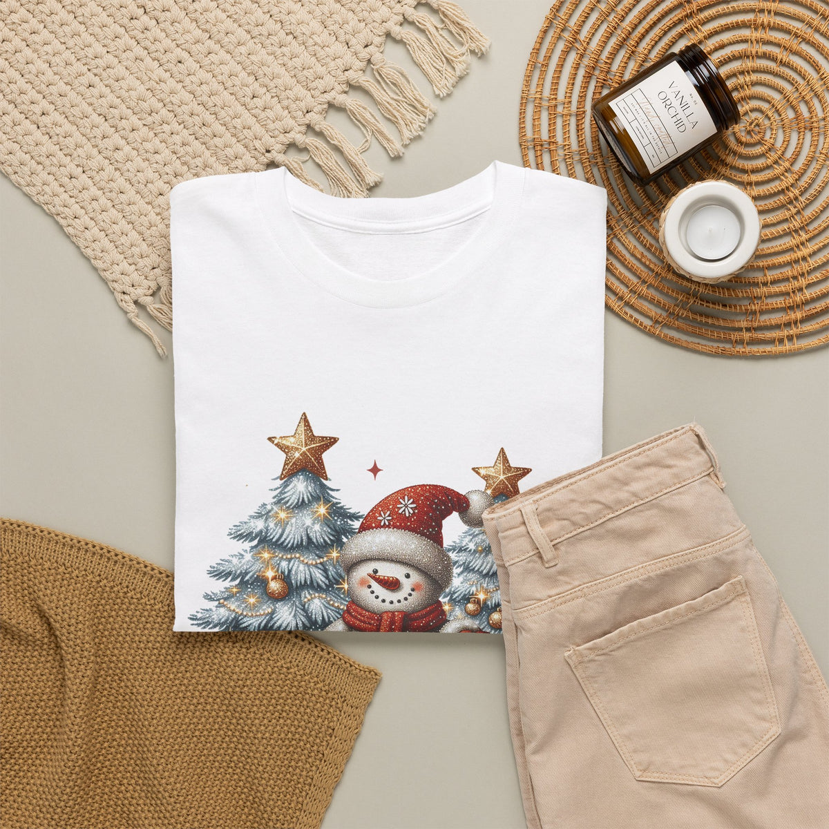 Merry and Bright Christmas Snowman T-Shirt
