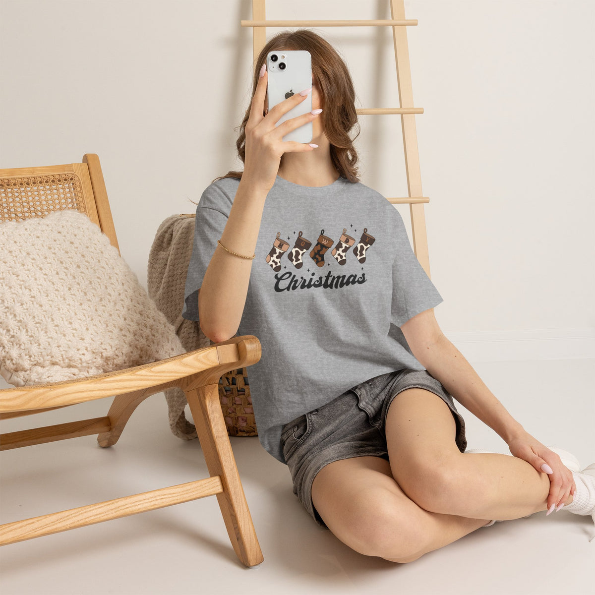 Cowhide Stocking Christmas Tee