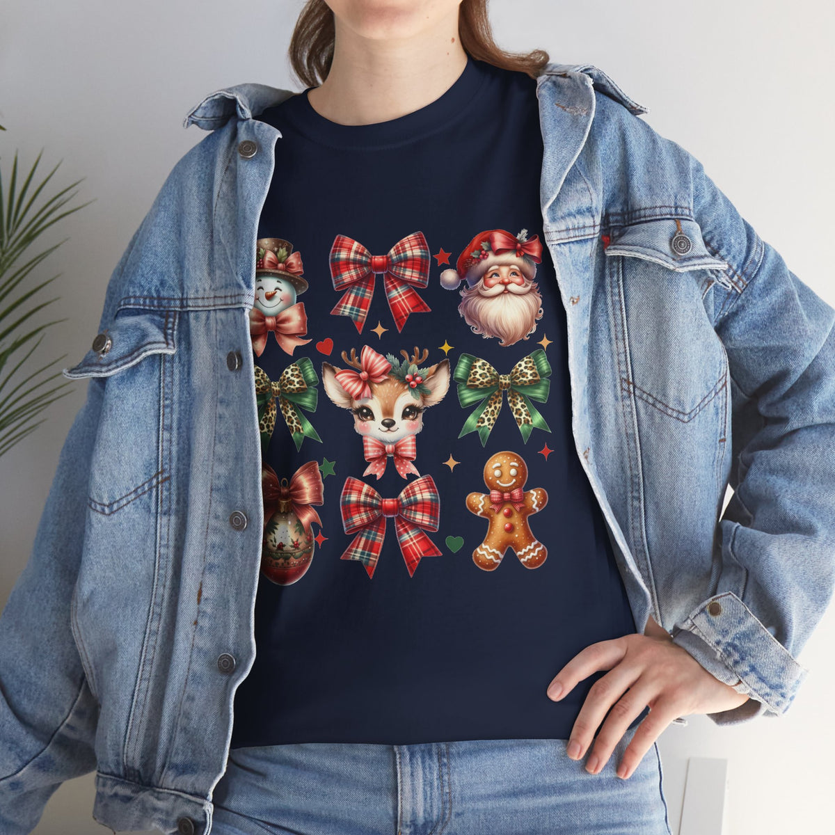 Christmas Characters and Bows Holiday T-Shirt
