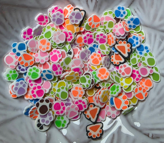 Colored Paw Prints Polymer Clay