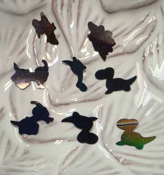 Dinosaur Mix (Black HOLO) Glitter Shapes