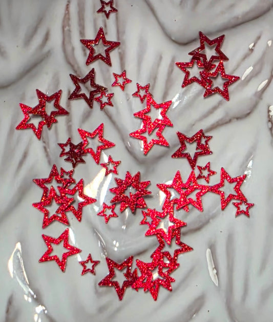 Hollow Stars (sparkly red) Glitter Shapes