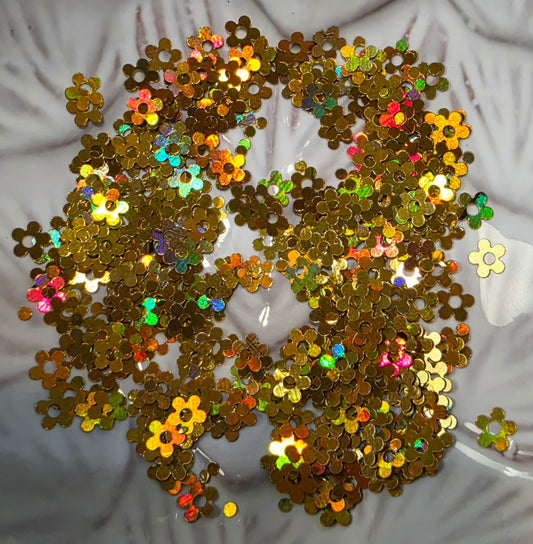 Hollow Flower (Gold) Glitter Shapes