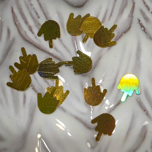 Middle Fingers (gold) Glitter Shapes