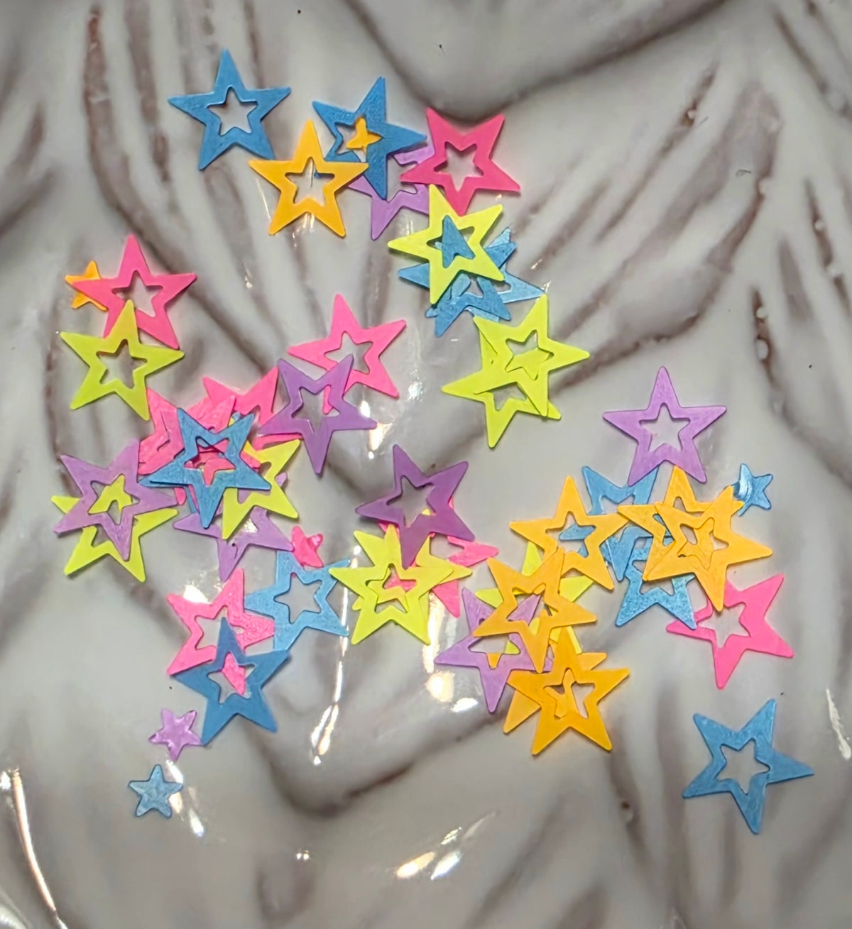 Neon Hollow Stars Glitter Shapes