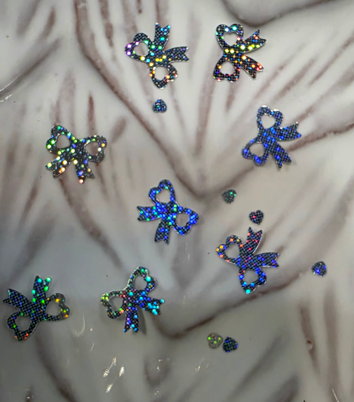 Hollow Bow (silver HOLO) Glitter Shapes