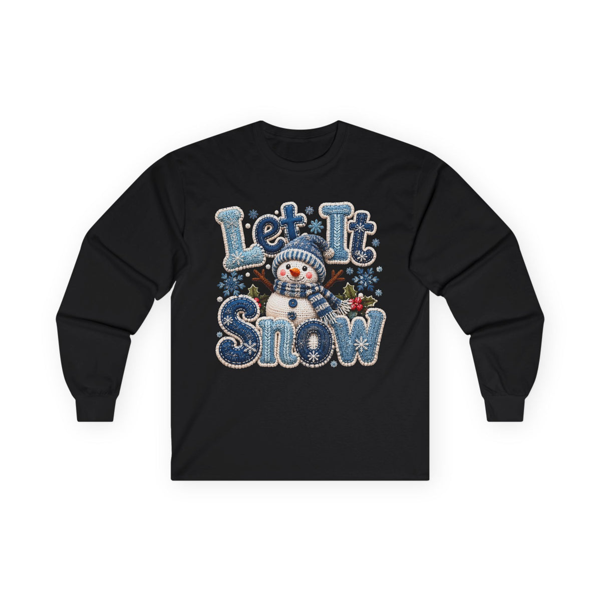 Let It Snow Snowman Christmas Long Sleeve Tee