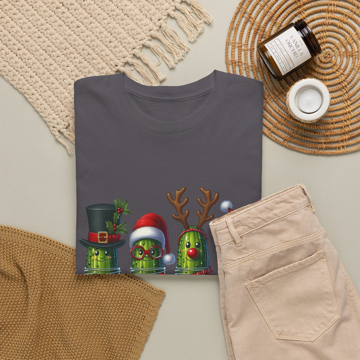 Christmas Pickle Family T-Shirt — Festive Ornament Lights Holiday Tee